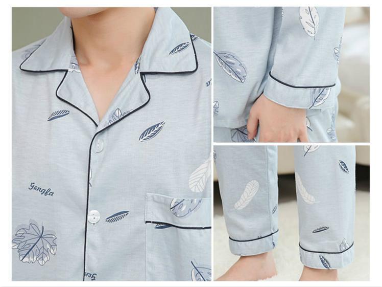 Ensemble pyjama 2 pièces pour hommes, chemise à manches longues et pantalon, vêtements de maison, vêtements de nuit, printemps-automne