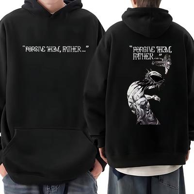 Christlich Religiös Jesus Vergib ihnen Vater Kapuzenpullover Herren Damen Gothic Rock Übergroße Streetwear Männlich Lässig Fleece Pullover