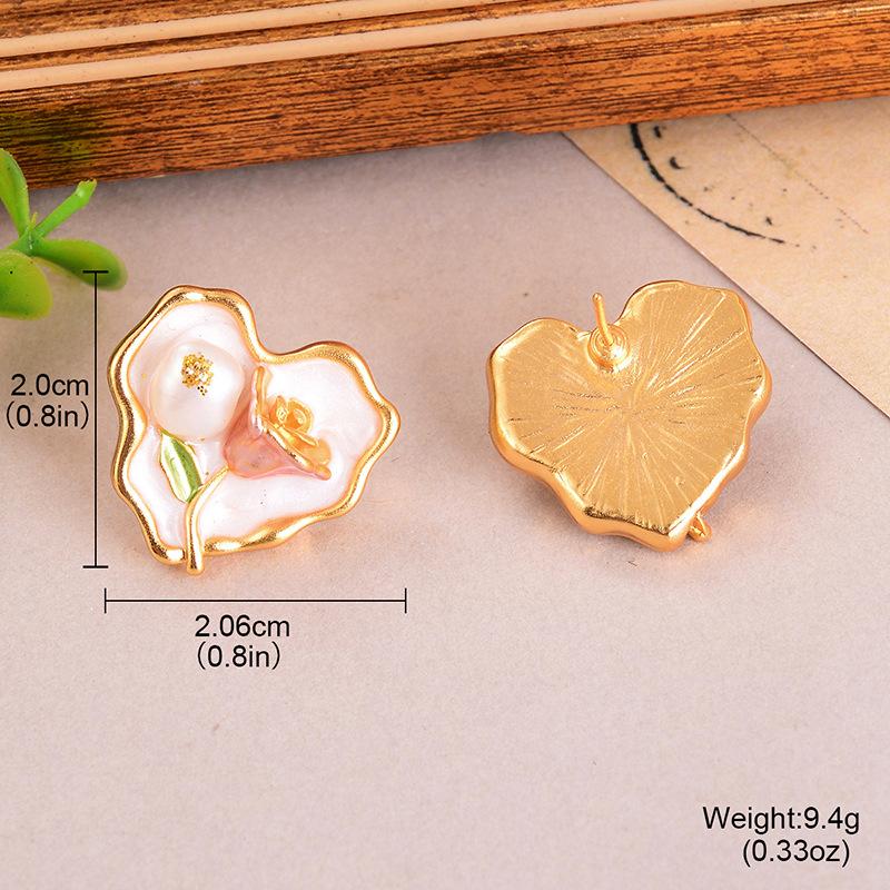 

Medieval style oil painting series earrings Baroque pearl high-end goods New Chinese style earrings Versatile temperament New women