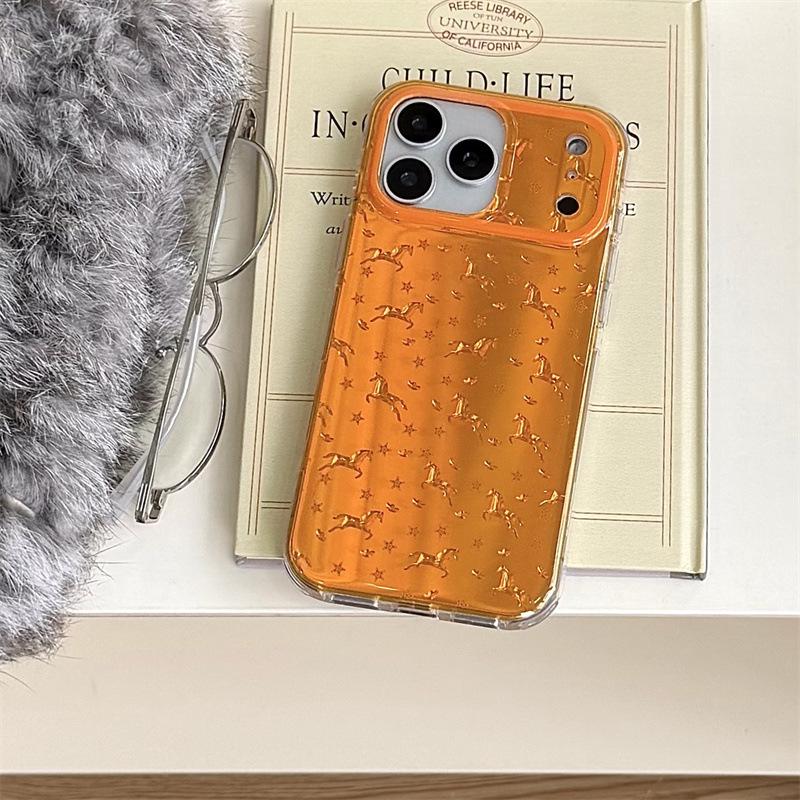 Dual-Layer Metallic Little Horse Anti-drop Case for iPhone PROMAX 17/16/15/14/13