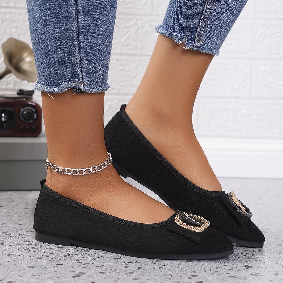 Модные женские балетки Весна Осень Балетки Металлическая пряжка Туфли для женщин Платье — фото 5