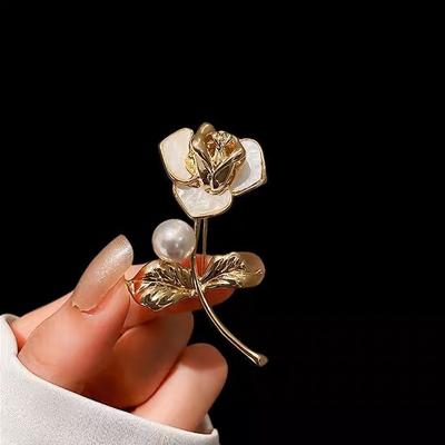 Diamantenbesetzte Perle Digitale Blumenbrosche Französische Leichte Luxus Temperament Nadel Mode Nische High-End Anzug Accessoires Frauen