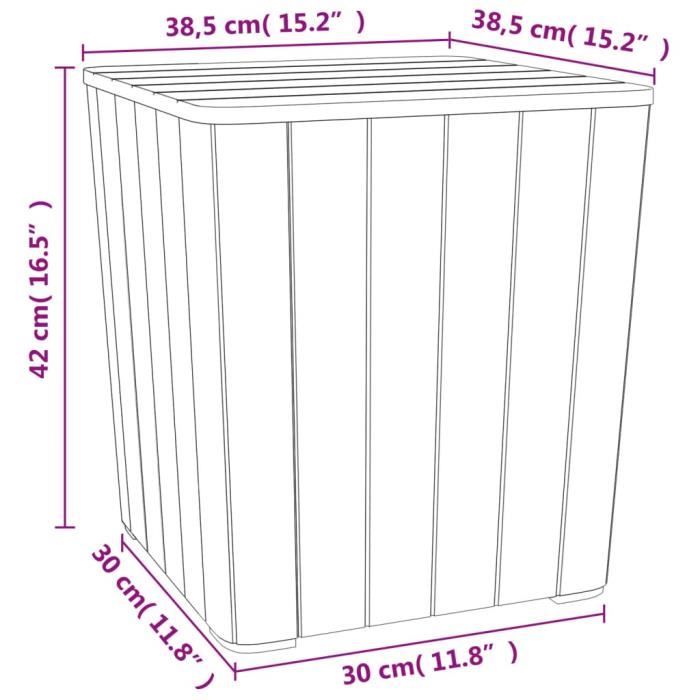 VidaXL Table de jardin avec couvercle amovible marron polypropylène 364153