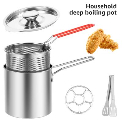 Set fritovací hrnec Kuchyňská fritéza se sítkem Nerezová fritéza Tempura Pánev Smažit hrnec Kuře Smažené kuře Nástroje na vaření