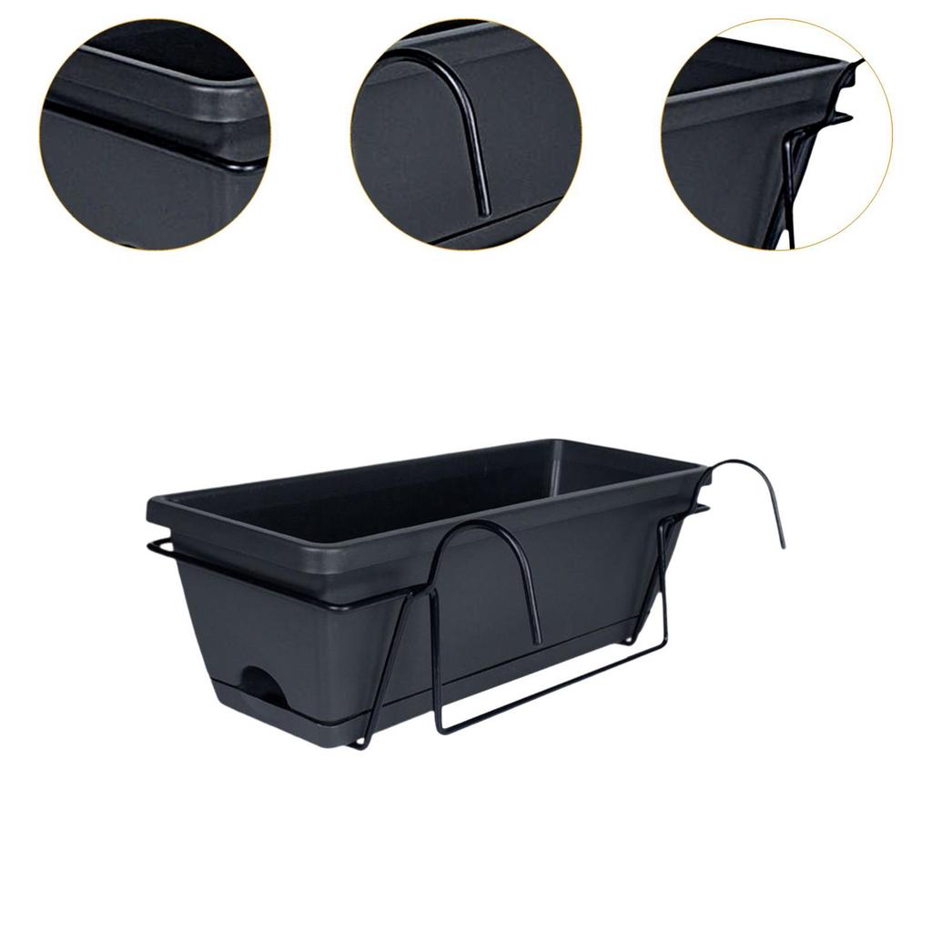 Hanging Flower Pot for Fence And Balcony, Flower Box, Flower Pot with Drainage Hole, Removable Tray, 43 X 19 X 15 Cm