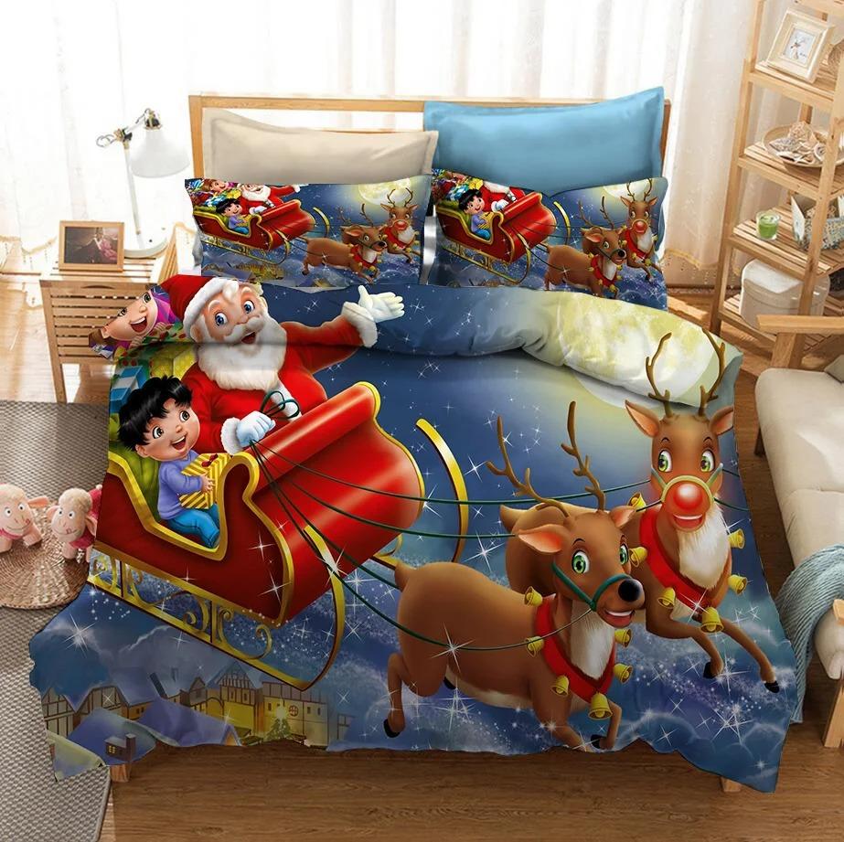 New Merry Christmas Gift 3D Christmas Santa Bedding Collection Queen Twin Single Size Duvet Cover Collection Pillowcase Home Textile Luxury