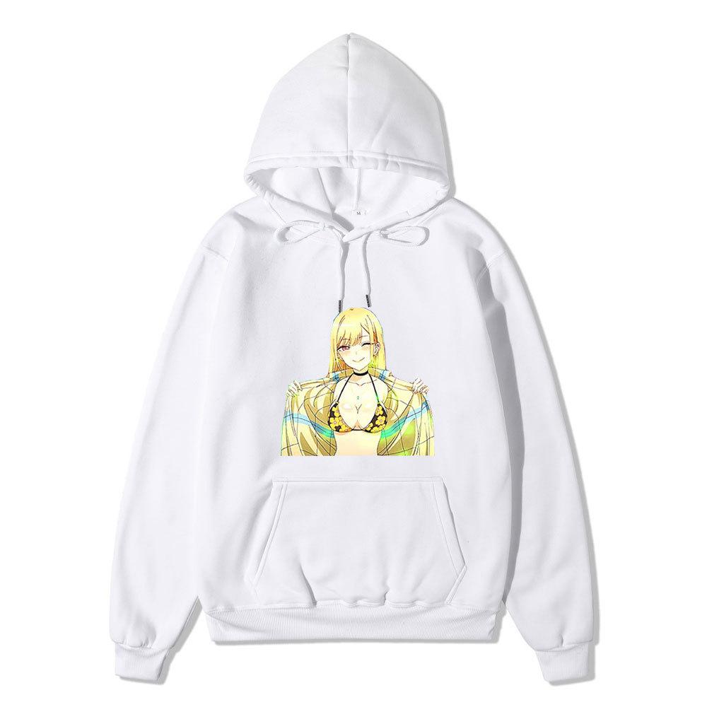 My Dress-Up Darling Marin Kitagawa Unisex Fleece Hoodie Anime Character Front Print Long Sleeve Casual Pullover Sweatshirt