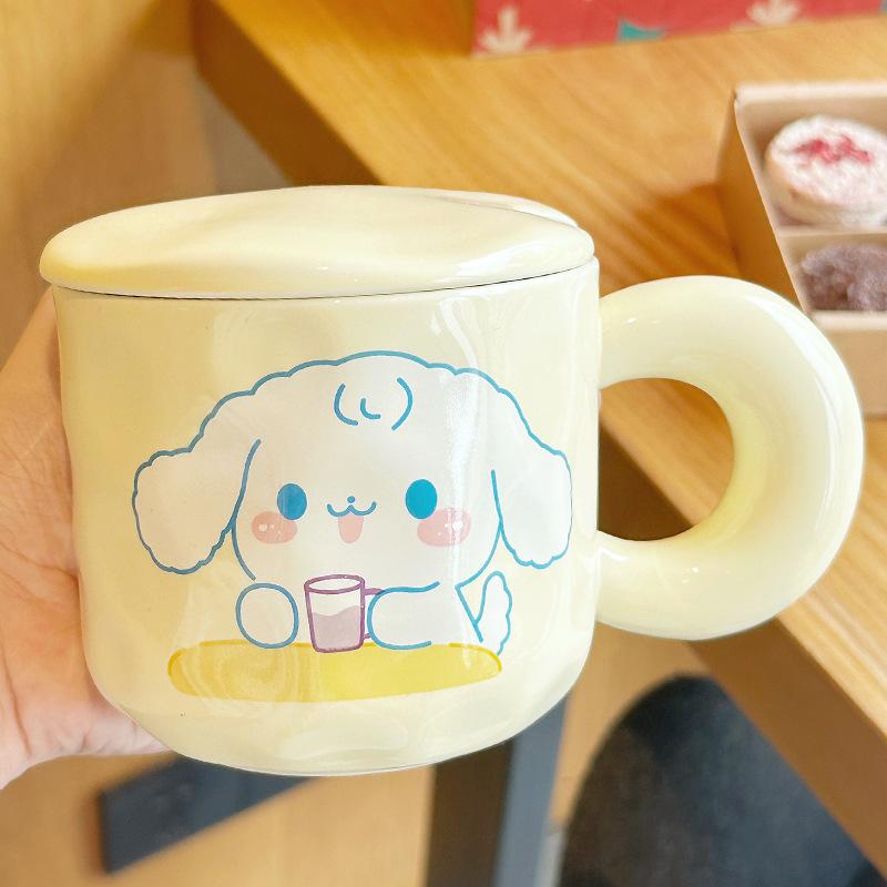 Ceramic Cup Fun Breakfast Cup Cute Cup Household Drinking Cup Office Mug Girls Gift With Lid Spoon