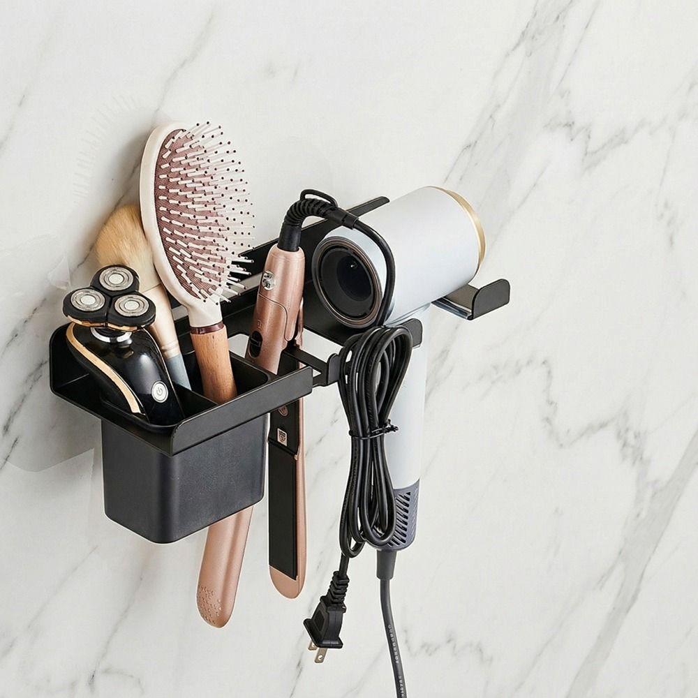 Space Saving Blow Dryer Hanger Carbon Steel Curling Iron Shelf Hair Dryer Holder  Hairbrush