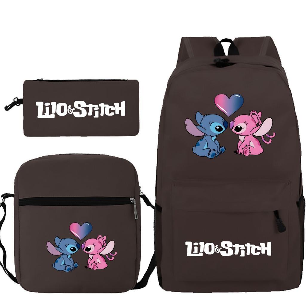3 Piece School Backpack Set for Students Large Capacity Oxford Cloth Schoolbag with Shoulder Strap and Pencil Case