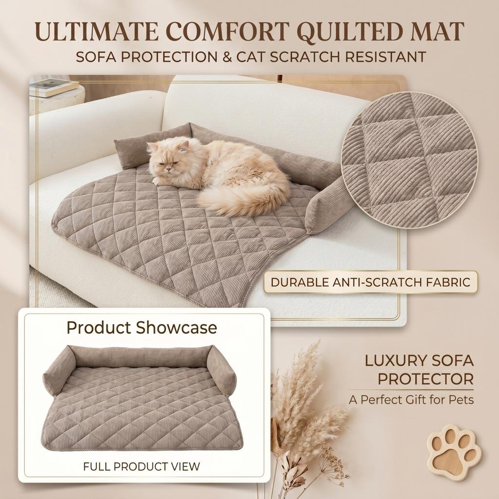 Corduroy Pet Pad with and Backrest for Dogs Cats