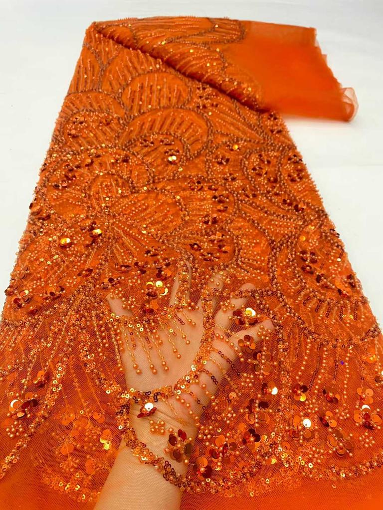 White African Beads Lace Fabric 2026 High Quality Lace French Nigerian Groom Sequins Lace Fabrics For Wedding Party Dress Sewing