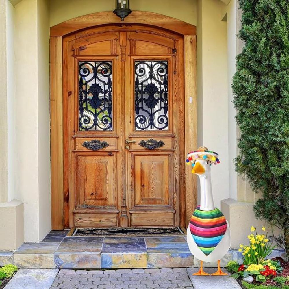 Goose Outfit Set Plastic Lawn Porch Patriotic Goose Clothes Outfit for Outdoor Patio Yard Lawn Art Decoration Accessories