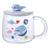 Żaroodporny szklany kubek kubek nordycki dom biuro para kubek delfin kubek do mleka kawy z pokrywką łyżeczką