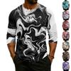 Men's Button-Down Contrast Raglan 3/4 Sleeve Top