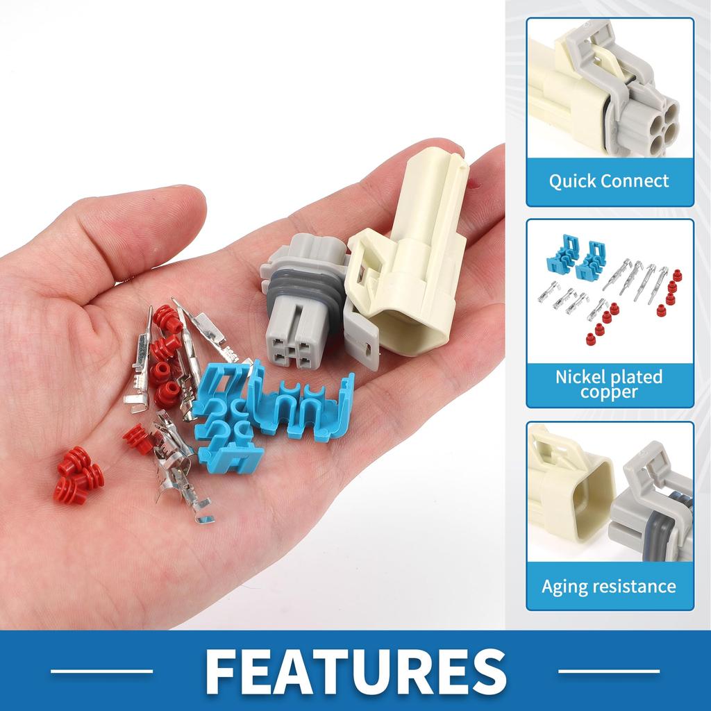 A ABSOPRO 1 Set 4 Pin Oxygen Sensor Connector 1.5mm Series O2 Female Male