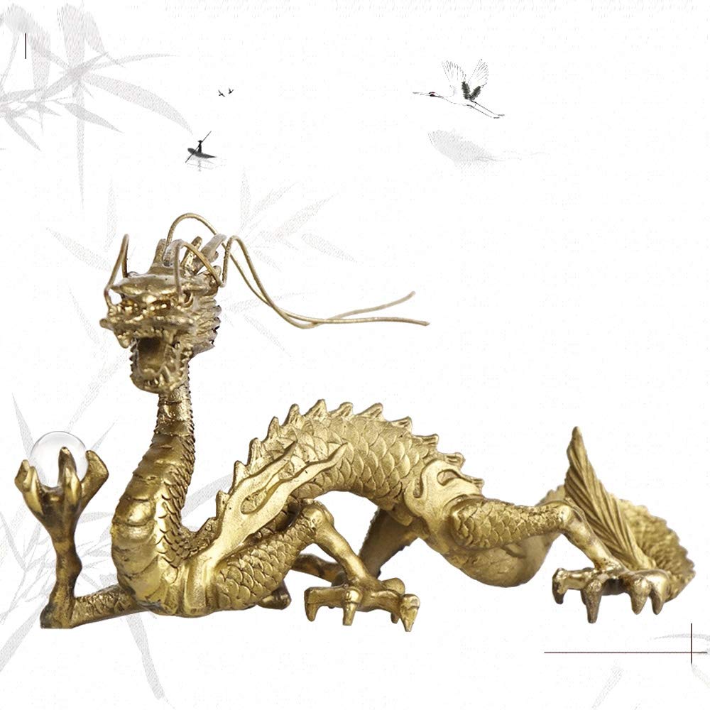 Golden Dragon for Good Crystal Ball Holding Gold Water 20 Mm Crystal Feng Shui Good Good Good Luck Feng 5 Dragon Five Zodiac Lucky Ward Off Auspicious