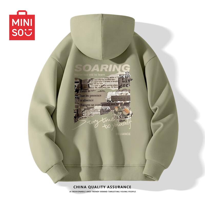 

MINISO Men s Cityboy Letter Print Hooded Sweatshirt 4XL