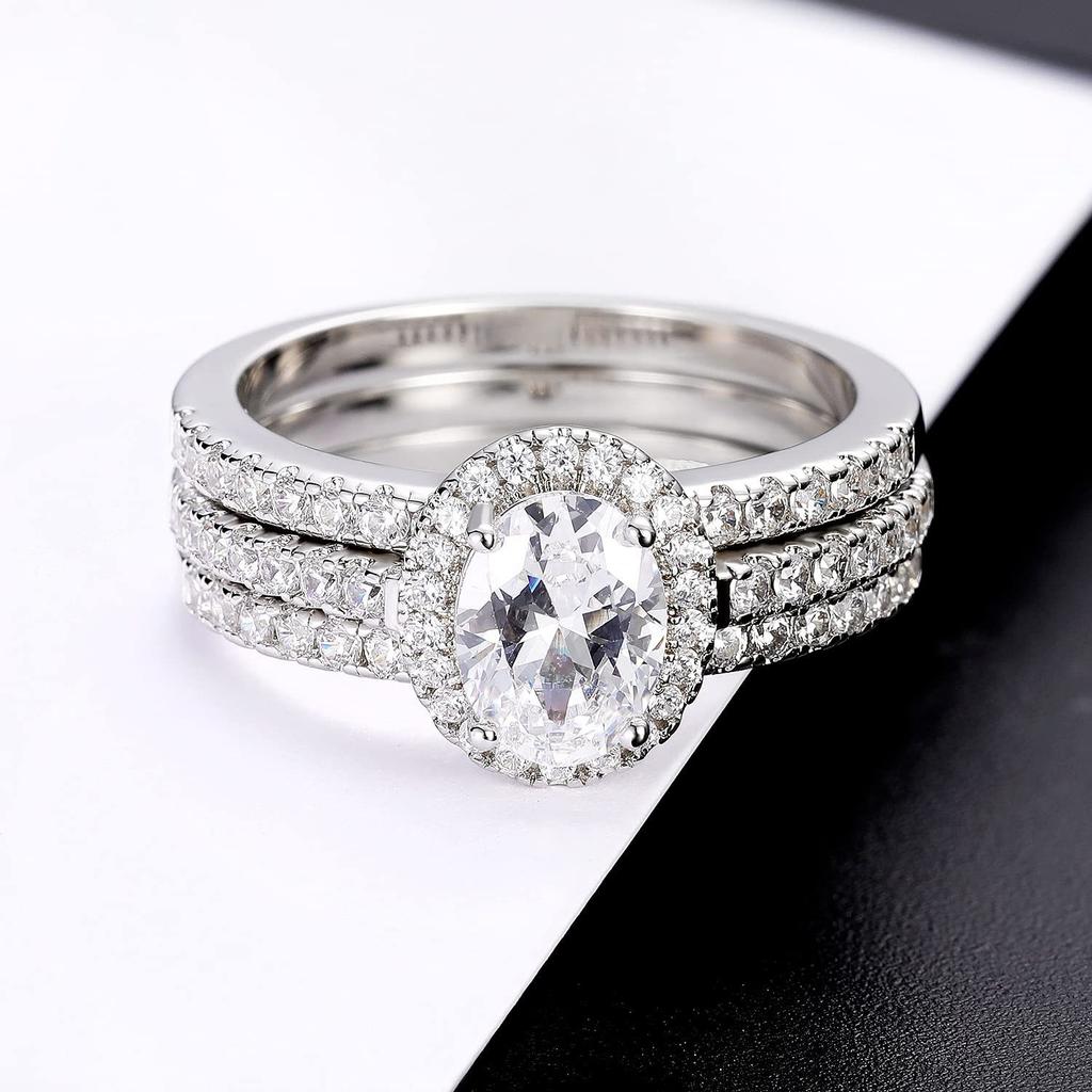 A New Full Diamond Round Bag Inlaid Zircon Ring European and American Combination Three-piece Ring, Men and Women