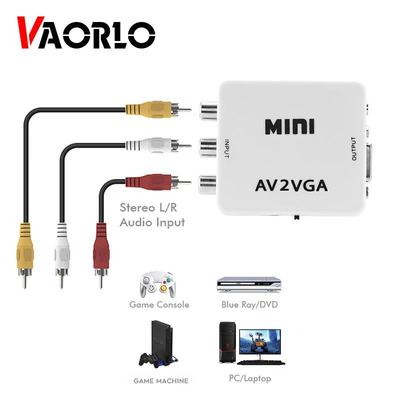 VAORLO Mini HD AV2VGA Videokonverter Konverterbox AV RCA CVBS zu VGA Videokonverter mit 3,5 mm Audio zu PC HDTV Konverter