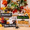 2Pcs Creative Halloween Gnomes Pumpkin Witch Figurines Wooden Block Table Sign For Festives Home Shelf Tiered Tray Decors