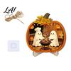 Cool Patterned Ornaments Halloween Door Sign Glowing Ghost Hanging Decor Wooden LED Window Reusable Party Supplies Ornament for Party Spooky