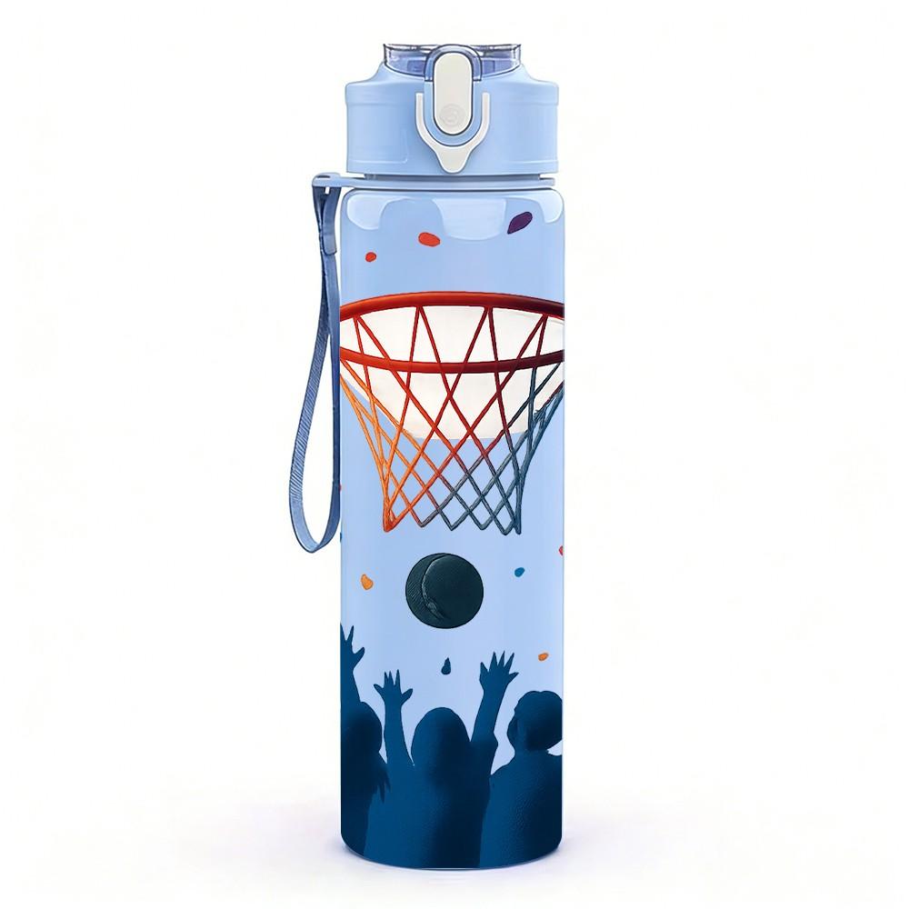 1PC Basketball Hoop Celebration 750ml Color Plastic Sports Water Bottle Leakproof Flip Straw Lid Suitable for Sports Office Home Use