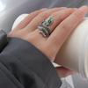 925 Silver Rings For Women Vintage Handmade Adjustable Retro Green Snake Ring Fashion Band Female Bijoux Gift