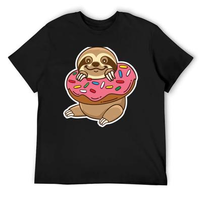 Sloth Loves Donut T-Shirt Anime Tshirt Luxury T-shirt T-shirts Man Men's T-shirt