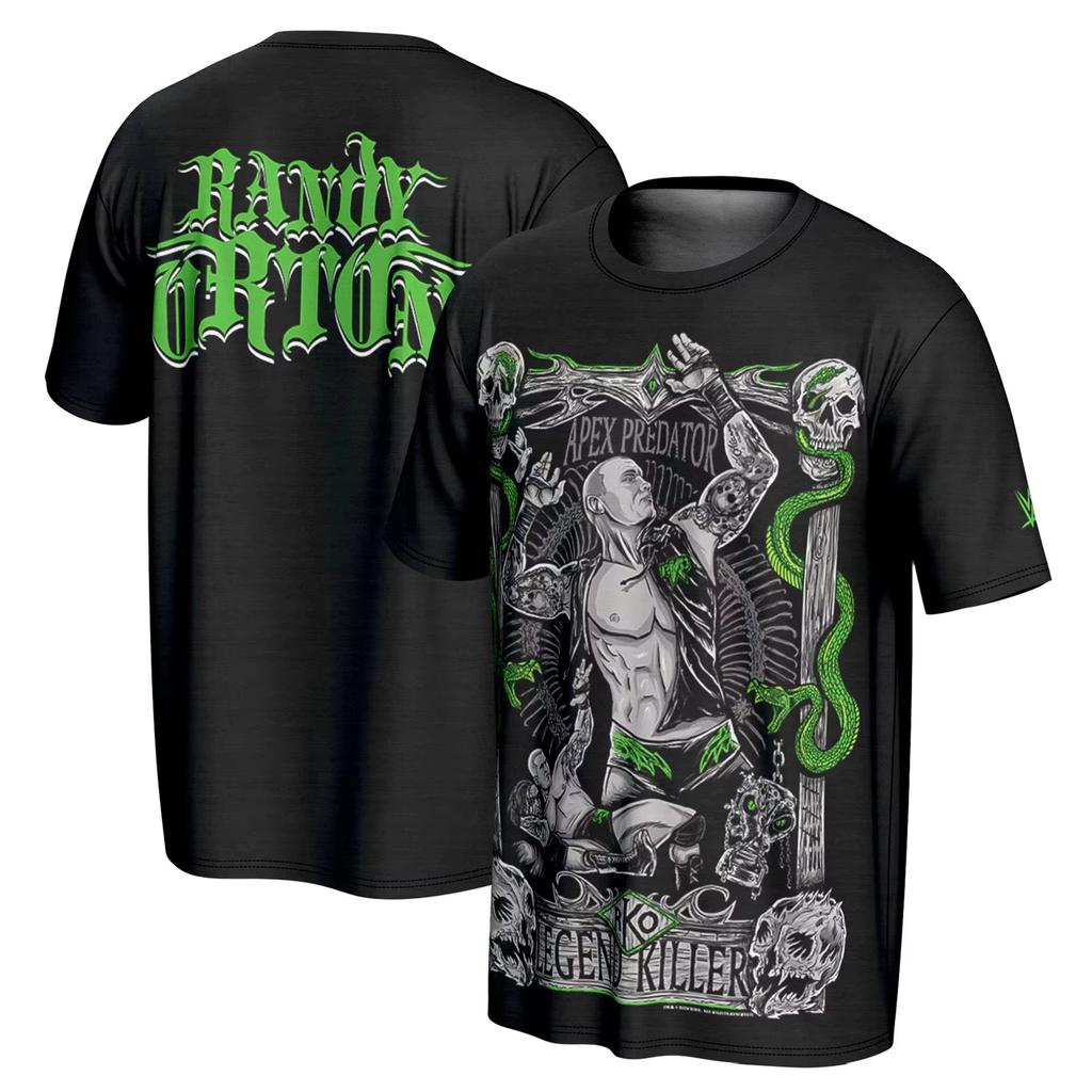 Summer Men's Black Randy Orton Viper Bite T-Shirt Summer Short Sleeve Women Tee Shirts 2025 New Sports Unseix Clothes Tops