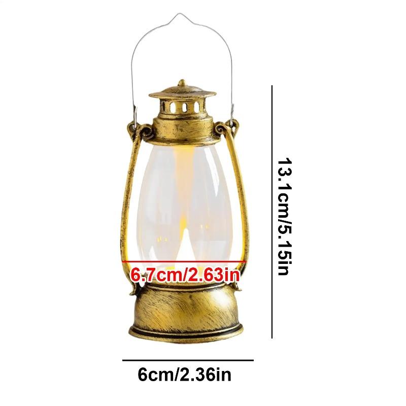 Retro LED Camping Lantern Portable Vintage Hurricane Lamp Warm Light with Handle for Outdoor Hiking Tent Table Home Decor