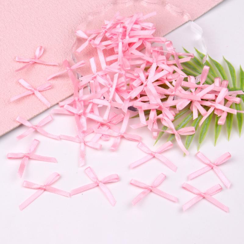 100pc 3cm Mini Ribbon Bows Flower for Sewing Appliques Crafts Decoration Hair Accessories Wedding Gift Box Ornament Supplies