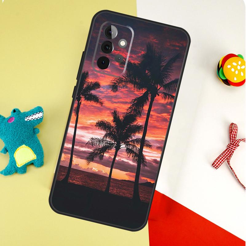 Summer Beach Sunset Palm Tree For Samsung Galaxy A22 A32 A52 A54 A34 A14 A55 A35 A15 A53 A33 A13 A05 A06 A16 Phone Case