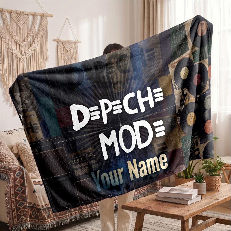 Depeche Mode Flanelldecke, Personalisierbarer Text mit Namen, Weiche Überwurfdecke, Heimdekoration, Geschenk