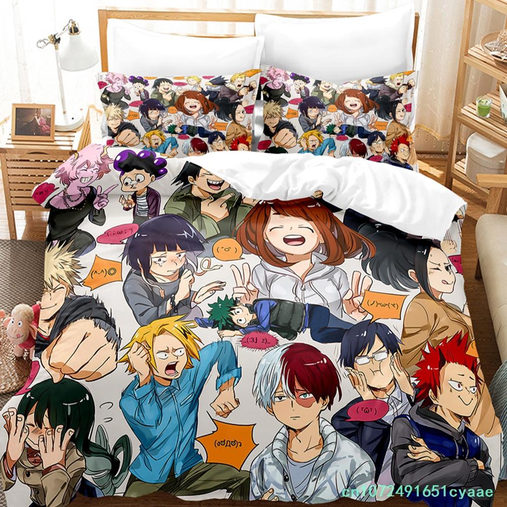2014 My Hero Academia Bedding Set Single Twin Full Queen King Size Kawaii Bed Set Teenagers Bedroom Duvetcover Sets 3D Print 034