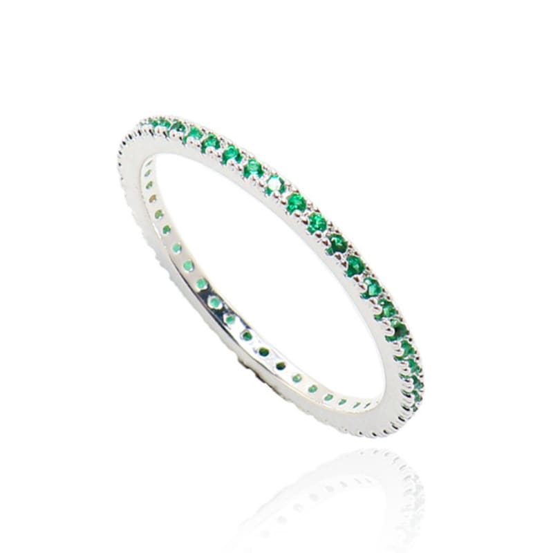 UNI.J [Ir253]Green Sleek Pave Silver Ring