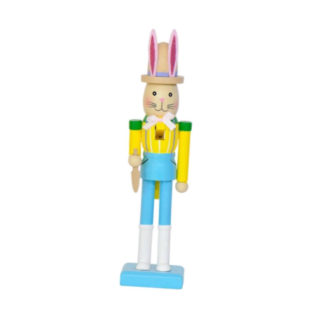 Easter Bunny Nutcracker Figurine Table Centerpiece Wooden Nutcracker Figure Desktop Ornament