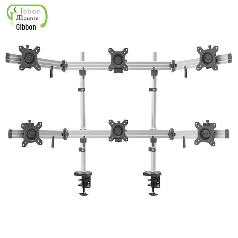 ZGGKER Six-Screen Dual-Pole Desk Clamp Monitor Stand (CN version)
