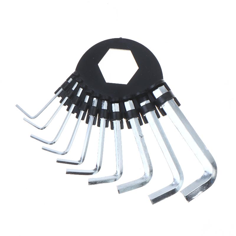 10 Piece Metric Hex Key Set Hardened Steel Foldable Storage Ring For Home Repair Bike Maintenance Assembly