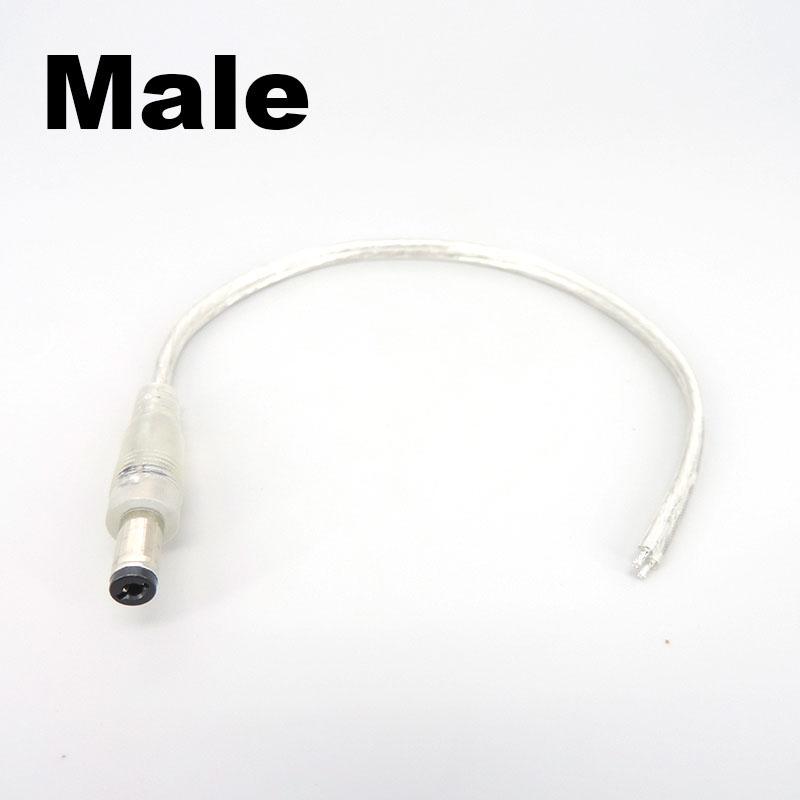 

10 шт., 0,2 м, прозрачный адаптер питания постоянного тока, мужской и женский, косичка, удлинительный кабель 5,5x2,1 мм, 5 В, 12 В, разъем 20AWG, 5A, шнур для светодиодной ленты DC male