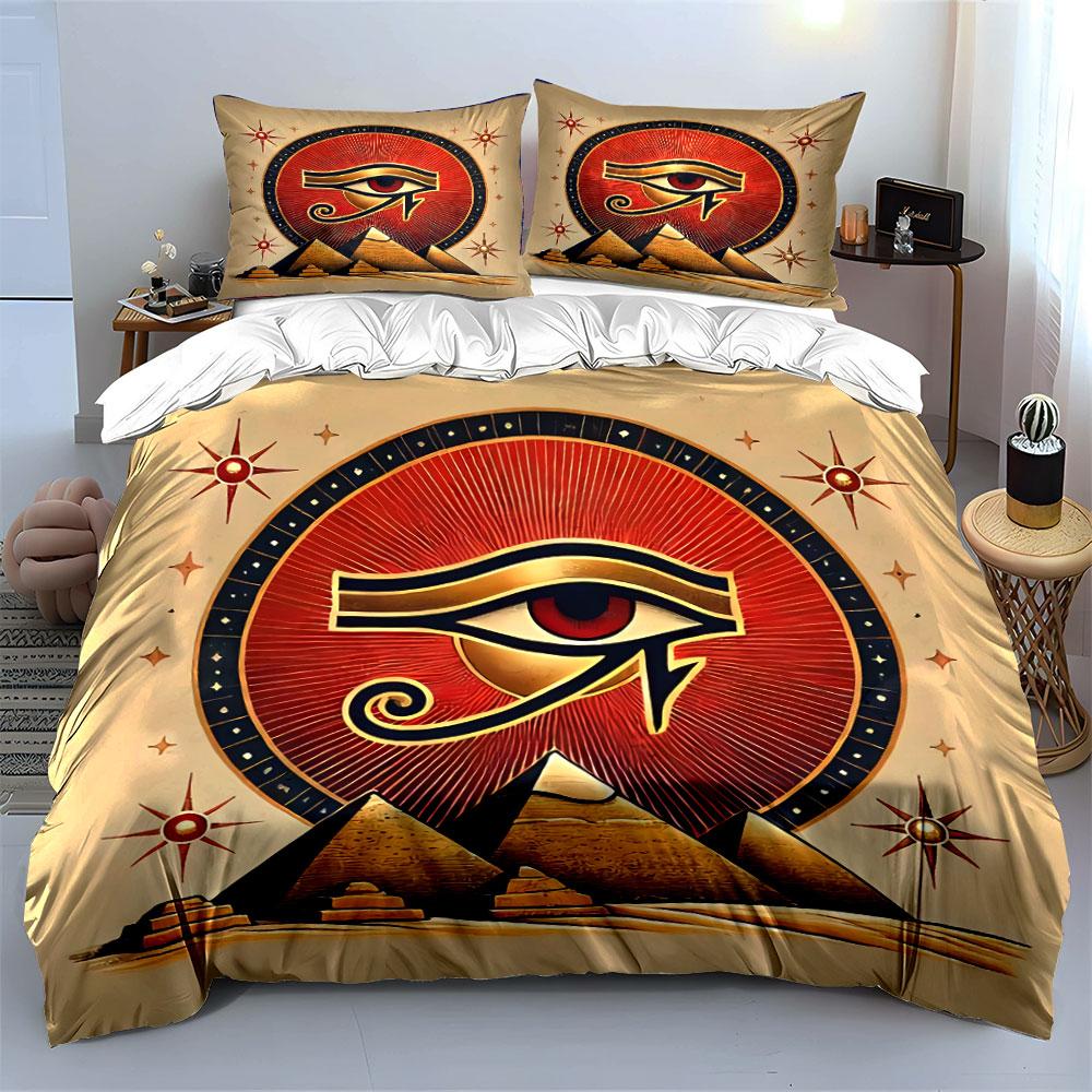 Eye of Horus with Pyramids Bedding Duvet Cover Set Duvet Cover Pillowcases (1*Duvet Cover 2*Pillowcases, without duvet insert)