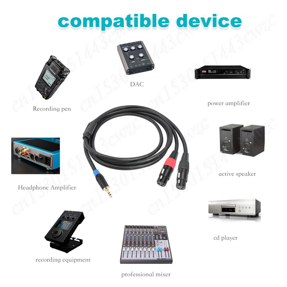 3.5mm To Dual Female XLR Y-Splitter Cable Male To Female 3.5mm To Dual XLR Breakout Y Splitter Cable Gold-Plated Plug