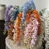 6 Forks Artificial Wisteria Flowers Purple Fake Flower String Wedding Decoration
