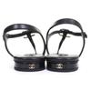 CHANEL Sandals COCO Mark ankle strap thong sandal flats black leather 24C G45428 Used