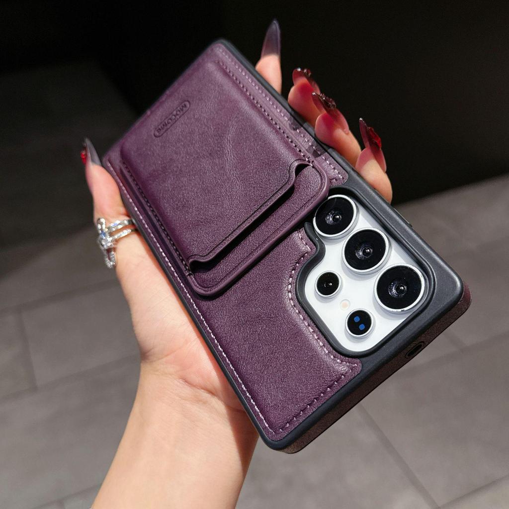 Samsung S25Edge/S24 ULTRA Pinshield Leather Anti-Fall Magnetic Card Holder Case