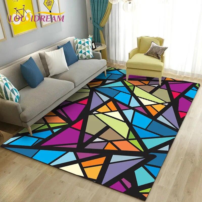 3D Abstract Geometric Optical Area Rug,Carpet Rug for Living Room Bedroom Sofa Doormat Kitchen Decoration,Kid Non-slip Floor Mat