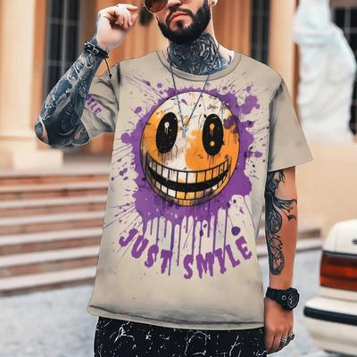 Smile !!! 3D Colorful with Pattern Fashion New Hot Selling Short Sleeve Men's T-shirt Nightclub