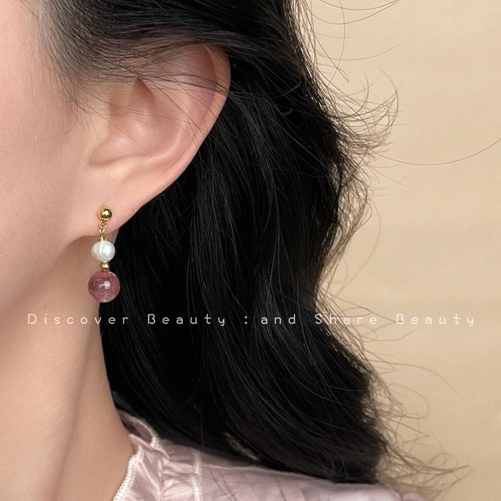 New Chinese Natural Stone Earrings, Handcrafted Colorful Beaded Vintage Drops for Women, Unique Gift for Hanfu Qipao Fashion