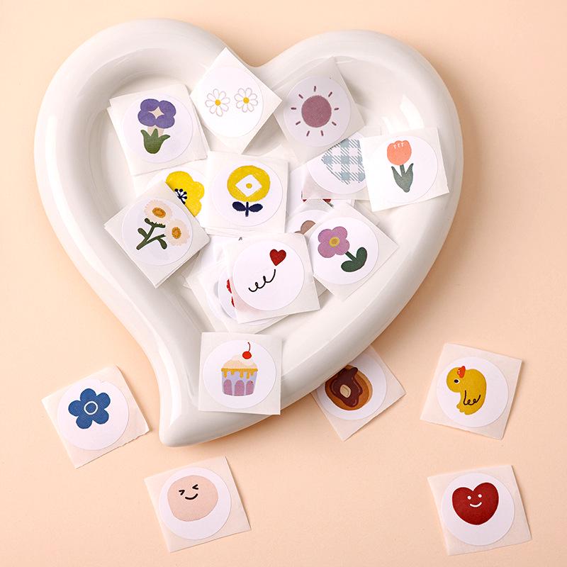 

Korean Style Cartoon Round Stickers - Self-Adhesive Sealing Labels for Gifts