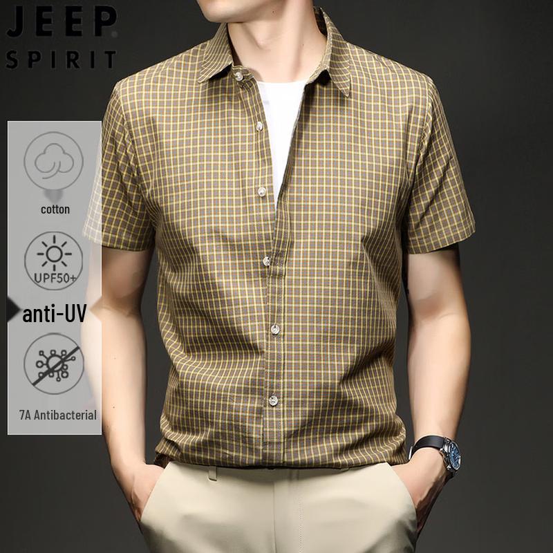 

JEEP SPIRIT Men s Plaid Short Sleeve Polo Shirt L/50